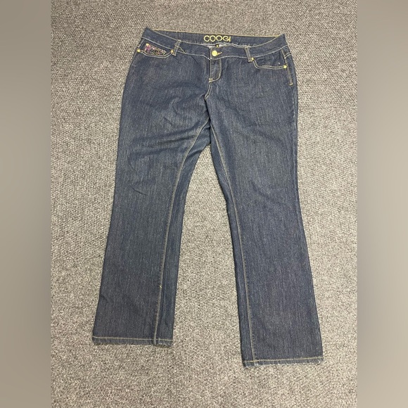 COOGI Women's Slim Straight Leg Embroidered Pockets Dark Wash Jeans Size 20W - Picture 1 of 7